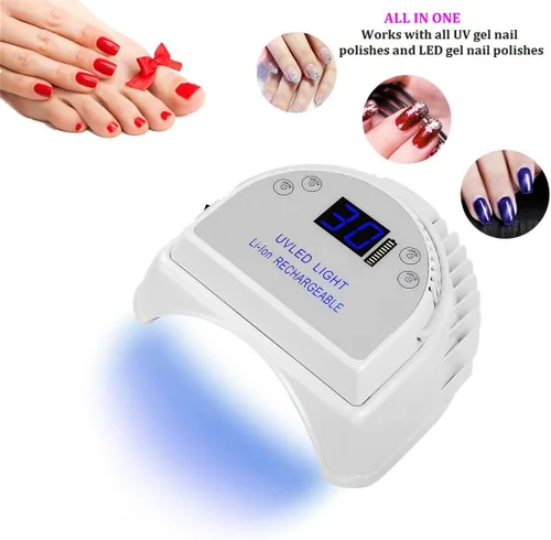 Vista 2 de 64W recargable Pro LED Gel Nail UV luz UV LED lámpara de uñas inalámbrico LED luz para uñas (blanco)