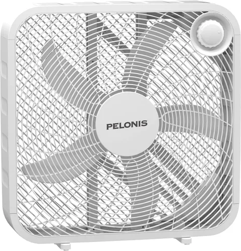 Pelonis Ventilador de caja de 20 pulgadas, 3 velocidades ajustables para el nivel de ruido perfecto para dormir, tecnología de 5 aspas que Negro