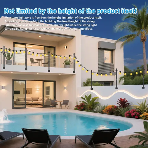 Vista 3 de AILBTON Paquete de 4 Postes de Suspensión para Luces de Cadena Exteriores para Colgar Luces de Cadena Exteriores, con Clip y Soporte, Soporte