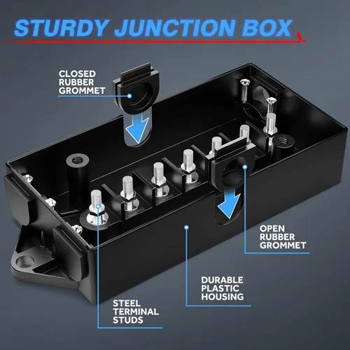 Vista 3 de MICTUNING Caja de conexiones eléctricas de 7 vías, caja de conexión de cable de remolque de 7 bandas, resistente a la intemperie para recableado