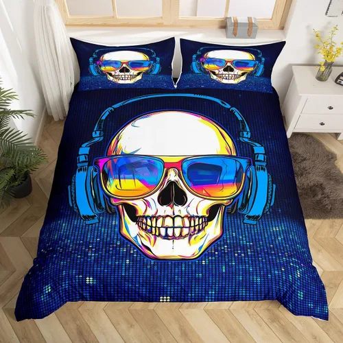 Vista 19 de Erosebridal Juego de ropa de cama de notas musicales, funda de edredón con temática musical, funda de edredón dorada brillante, funda de edredón