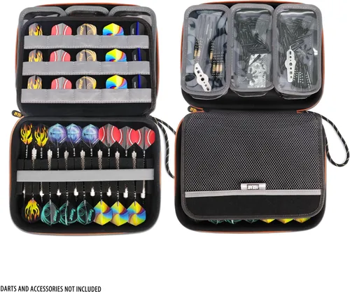 Vista 6 de USA Gear Estuche de Dardos Semi Rígido XL - Estuche Protector para Juego de Dardos de 15 Piezas, Puntas, Plumas y Ejes, y más Accesorios - Diseño