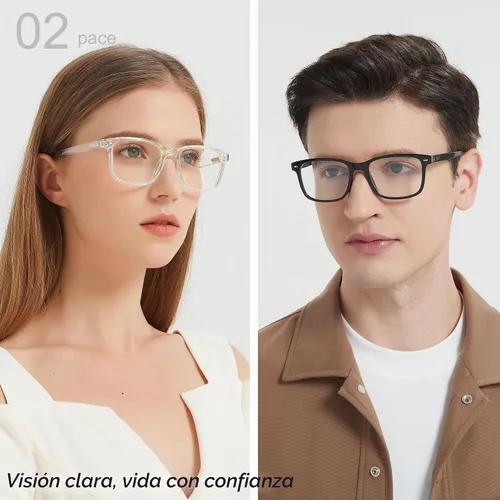 Vista 3 de Gafas de miopía para hombres y mujeres, con bisagra de resorte, para luz azul, para miopía, para distancia