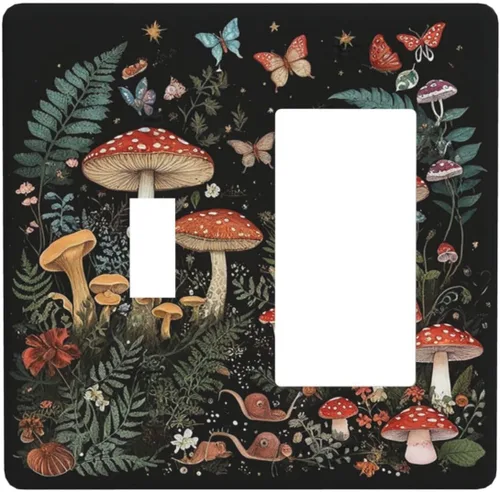 Vista 90 de Cubiertas de enchufe de pintura floral de grafiti de girasol abstracto, 1 palanca, 1 combinación basculante, placas de interruptor eléctrico, placa