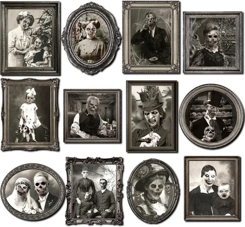 12 piezas de decoración de Halloween, póster gótico cambiante en 3D, imagen