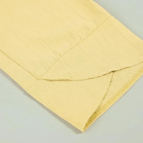 Vista 4 de Pantalones de pierna ancha para mujer, de verano, algodón, lino, cintura elástica, con cordón, pantalones de ajuste relajado