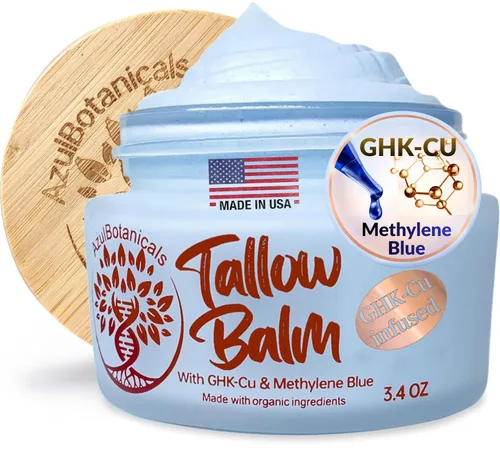 Vista 14 de Copper Peptide GHk-Cu & Methylene Blue - Bálsamo de sebo alimentado con pasto alimentado con pasto batido, líneas finas, arrugas, eczema, acné