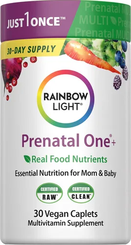 Rainbow Light Prenatal Multivitamin One + para mujeres | 30 capletas | Nutrición esencial para mamá y bebé | Nutrientes de alimentos reales | con