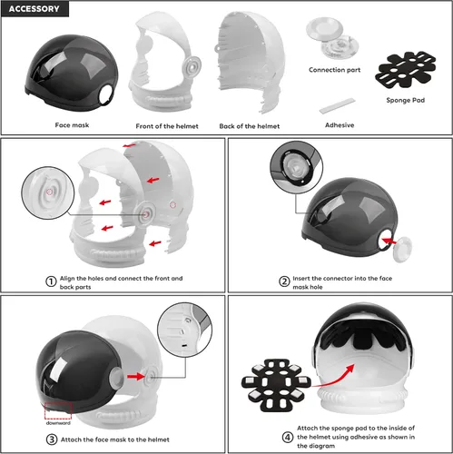 Vista 9 de ReliBeauty Casco de astronauta para disfraz de niños