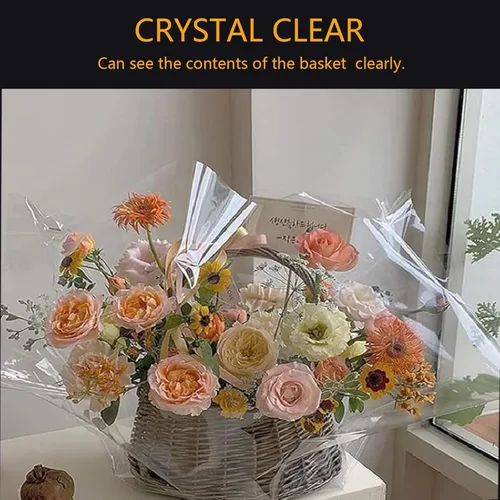 Vista 3 de CATCYLUIS Rollo de celofán transparente de 31.5 pulgadas, papel de regalo transparente de 3 mil para envolver cestas de regalo, rollo de celofán