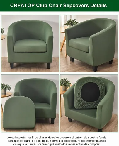 Vista 4 de CRFATOP - 2 fundas para silla de club, fundas elásticas para silla de barril, fundas para silla de bañera con motivo navideño, fundas suaves