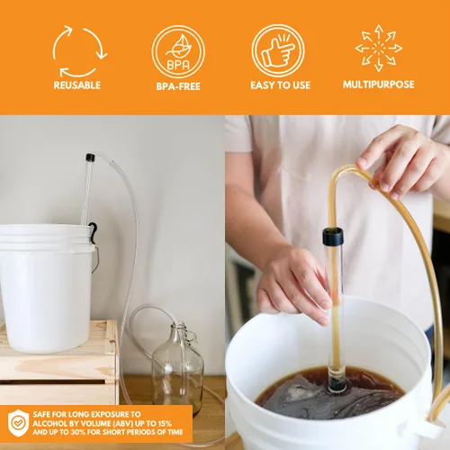 Vista 8 de FastRack Abrazadera automática de 3/8 pulgadas, kit de sifoneo de manguera de 6.5 pies con tubo de plástico libre de BPA de grado alimenticio