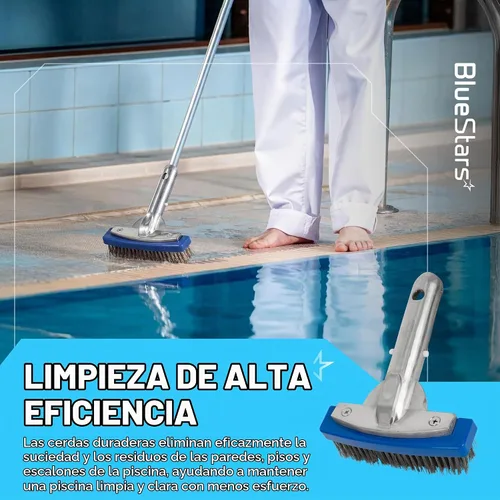 Vista 7 de BlueStars Cepillo de piscina resistente de 5 pulgadas con alambre de cerdas