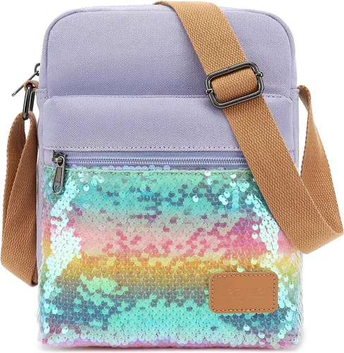 Vista 36 de Leaper - Juego de estuche y cartera bandolera de lona para niñas y mujeres A-verde azulado-r