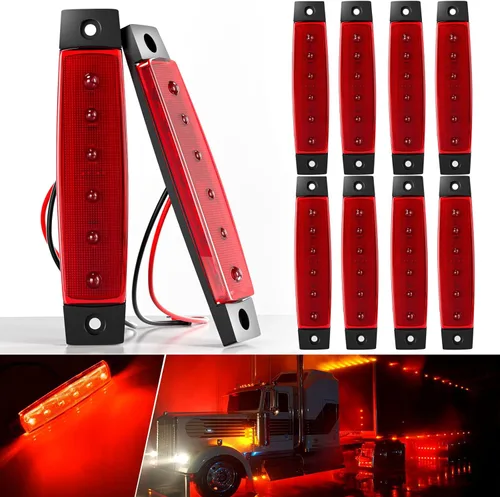 Vista 18 de BJZ luces LED para remolque verdes, 6 luces LED, barra de luz de señal de giro, indicador de luz de 3.8" para parte delantera y trasera