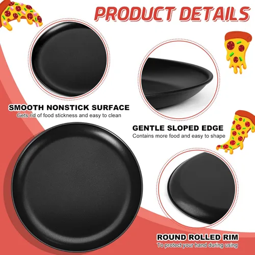 Vista 3 de P&P CHEF - Bandeja de pizza de acero inoxidable para hornear, 10 pulgadas, color negro