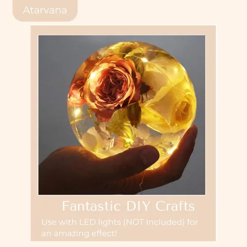 Vista 7 de Atarvana 2 moldes de resina de esfera grande, moldes de silicona con forma de bola de 4.7 y 4 pulgadas con 5 cuentagotas y 10 vasos desechables