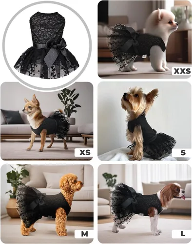 Vista 4 de CuteBone Vestido de cumpleaños para perro niña, falda de cachorro, tutú para gato, traje de boda, ropa de fiesta para mascotas para perros pequeños