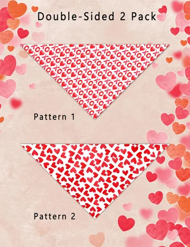 Vista 4 de XOXO - Pañuelos para perros para el día de San Valentín, diseño de corazón rojo para perros, paquete de 2 unidades (02)