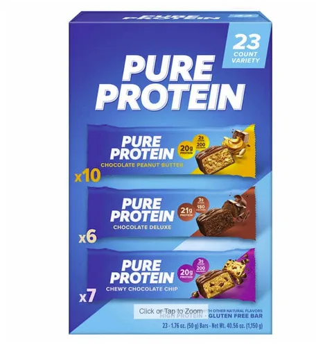 Barras de proteína pura con alto contenido de proteínas, aperitivos nutritivos para apoyar la energía, bajas en azúcar, sin gluten, paquete variado