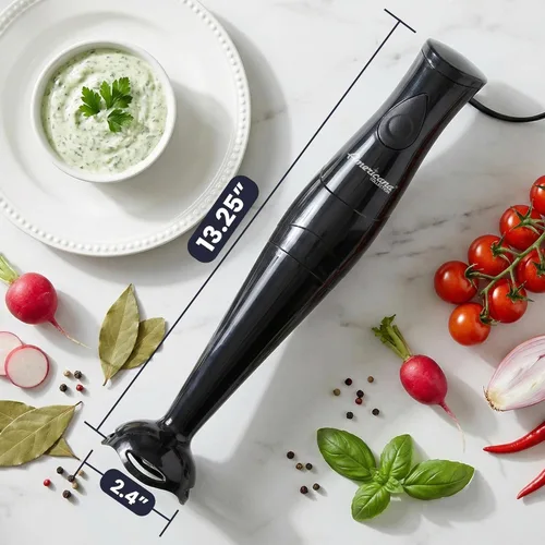 Vista 7 de Elite Gourmet EHB2425B Mezclador eléctrico de inmersión, picadora, batidora de mano con control de 1 toque, 150 vatios, negro