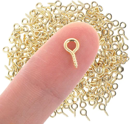 300 mini alfileres y ganchos para hacer joyas, cierres y tornillos en tono dorado