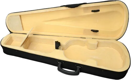 Vista 4 de Estuche rígido para violín de tamaño completo 4/4, mochila básica profesional de forma triangular, suspensión súper ligera, funda de tela duradera