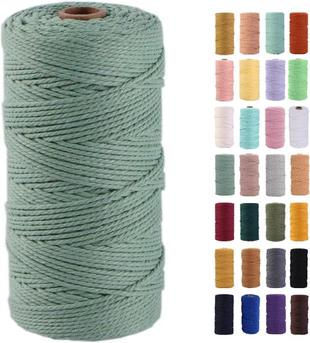 Vista 69 de Cuerda de macramé azul aire de 0.079 in x 220 yardas, cuerda de algodón colorido de algodón suave para colgar en la pared, colgadores de plantas