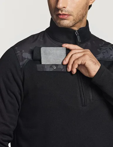 Vista 5 de CQR - Suéter térmico de forro polar con medio cierre de cremallera, para hombre, cálido, de invierno, para el aire libre, sudadera ligera de manga