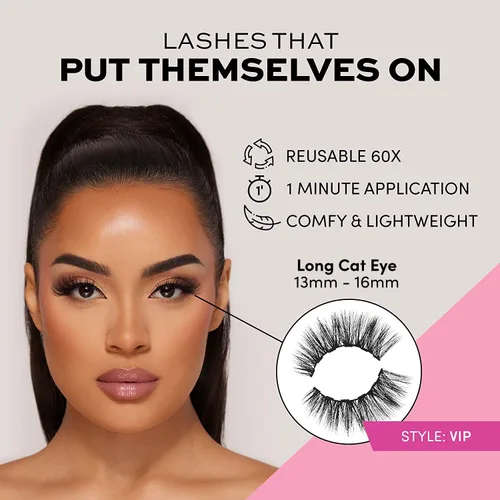 Vista 2 de Glamnetic Kit de pestañas magnéticas Paquete de pestañas VIP + delineador magnético para ojos, dramático kit de pestañas largas, reutilizable hasta