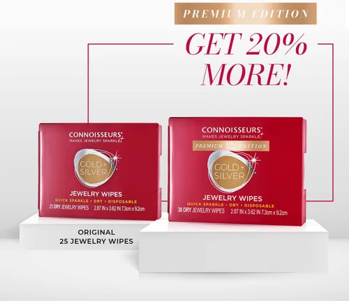 Vista 4 de CONNOISSEURS Toallitas compactas para joyas de edición premium, 20 % más, sin enjuague, limpiador de joyas de oro y plata, pule y elimina