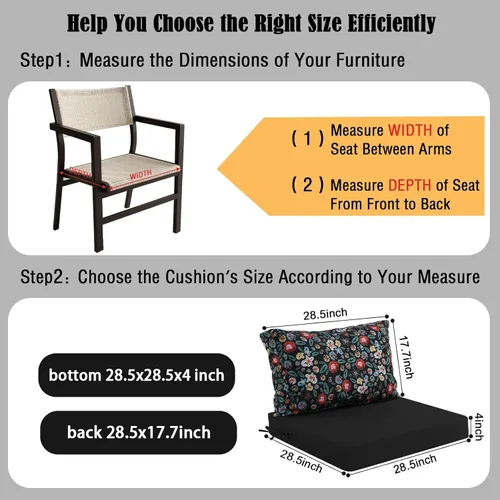 Vista 109 de idee-home Cojines impermeables para asiento de exteriores, para muebles de patio, cojines de repuesto para asiento profundo Hampton Bay