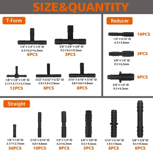 Vista 2 de Surtido de conectores de nailon resistentes al calor de 464.0 °F (460 ℉) para tubos de vacío automotrices, manguera de vacío, kit de camiseta