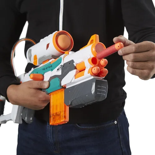 Vista 11 de Nerf Modulus Tri-Strike Blaster, Cañón Mega, Lanzacohetes, Cargador, 1 Cohete, Juegos al Aire Libre para Niños (Exclusivo de Amazon)