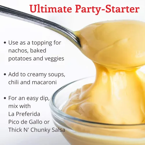 Vista 4 de La Preferida Salsa de queso cheddar suave (queso enlatado aterciopelado, listo para verter) para nachos, tacos, salsas y platos Tex-Mex, básico