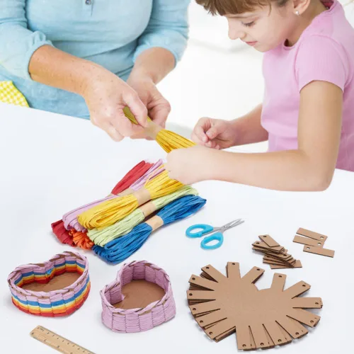 Vista 5 de FREEBLOSS Juego de 8 cestas de estilo corazón, kit de costura introductoria para principiantes, cuenco tejido creativo adecuado para proyectos