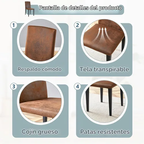Vista 6 de Juego de mesa de comedor redonda para 6, juego de mesa de comedor extensible de 43-59 pulgadas, mesa de grano de madera de nogal y 6 sillas Marrón