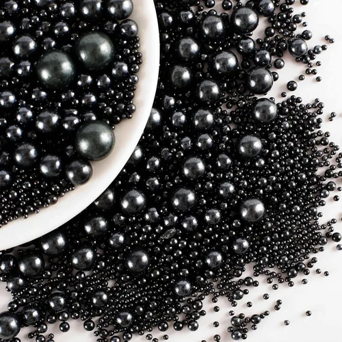 Vista 2 de Kasvan Black Pearl - Gránulos de azúcar comestibles – Perlas de caramelo comestibles 4.59 oz/4.58 onzas, tamaño mezclado, decoraciones de pasteles