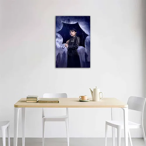 Vista 2 de RONTIMOO Wednesday Addams - Póster de la serie de televisión de los miércoles, arte de pared moderno para el hogar, dormitorio, sala de estar