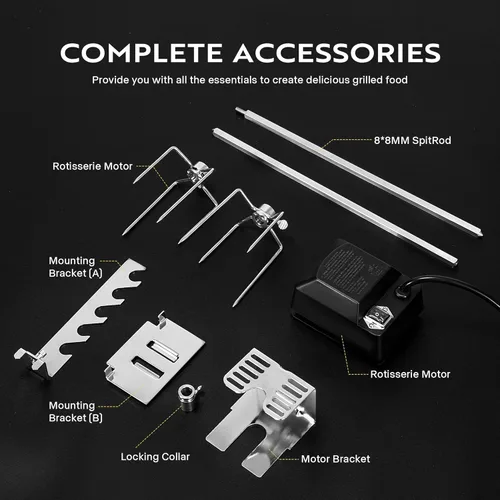 Vista 3 de VIVOHOME Kit de parrilla de asador de acero inoxidable 304 con motor de 120V 4W