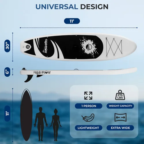 Vista 5 de SereneLife Inflatable Stand Up Paddle Board - Wide Stable Design, Non-Slip Deck for Adults & Youth with Premium Paddle Board Accessories: Carry Bag