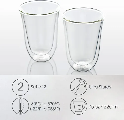 Vista 5 de Brod & Taylor Vasos de vidrio grandes con aislamiento de doble pared (café latte) (juego de 2, 7.5 onzas 7.4 fl oz)