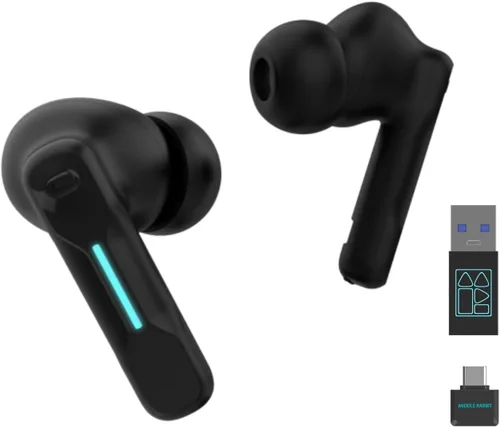 MIDDLE RABBIT SW4 Auriculares inalámbricos para juegos para PC PS4 PS5 Switch Móvil - 24G Dongle y Bluetooth - 40ms de baja latencia - Auriculares