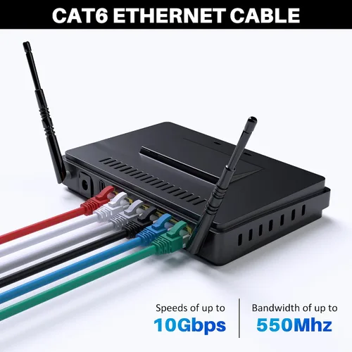 Vista 4 de Cable Ethernet Cat 6 de 25 pies, cable de conexión RJ45 Cat6 sin enganches Negro