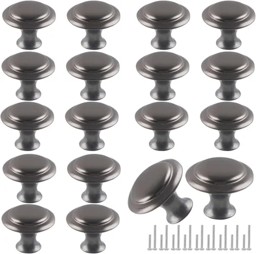 Vista 10 de Romeda Juego de 18 Piezas de Herrajes para Cajones - Pomos y Tiradores de 30mm en Negro para Cómodas y Cocinas con Tornillo