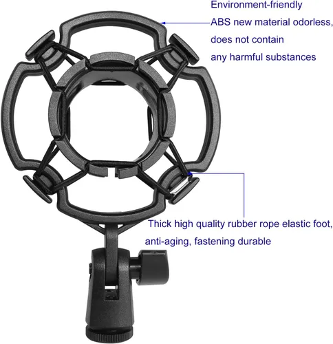 Vista 3 de Soporte de Micrófono LUORNG Universal Negro, Antivibración, para Micrófono de Condenser de Estudio de 42~46mm/1.65~1.81in de Diámetro, con Clip