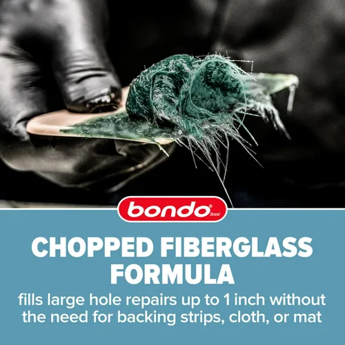 Vista 5 de Bondo Bondo-Hair - Relleno reforzado de fibra de vidrio de hilo largo, 00762, 1 cuarto de galón