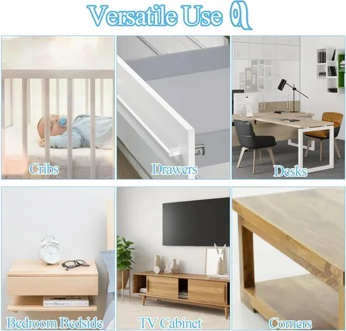 Vista 7 de Protector de esquina a prueba de bebés, protector de borde transparente de 6.6 pies, esquinas y bordes a prueba de bebés, protectores de esquinas