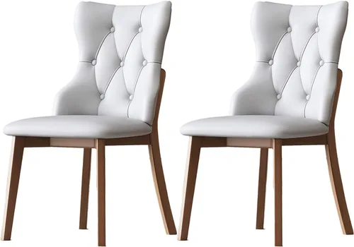 Vista 12 de Upholstered Dining Chairs with Backrest,Kitchen Chairs Leather,Living Room Chair with Wood Legs for Home, Restaurant, Hotel, Conference Room, Grey