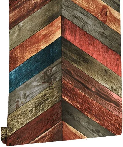 Vista 3 de JLHOUSE Papel tapiz de vinilo con diseño de espiga de madera, para pegar y despegar rústico, autoadhesivo, para decoración de pared de dormitorio